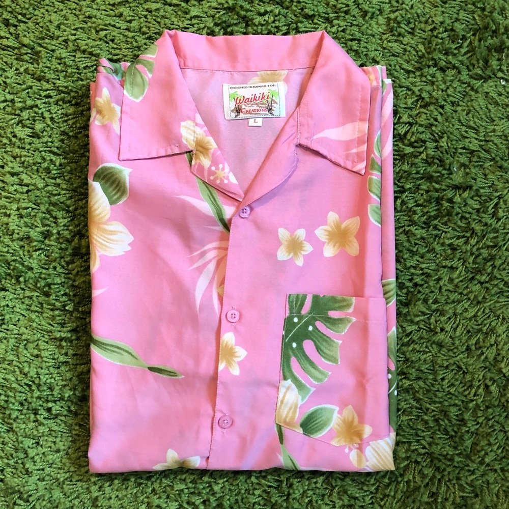 Pink Hawaiian Button Up